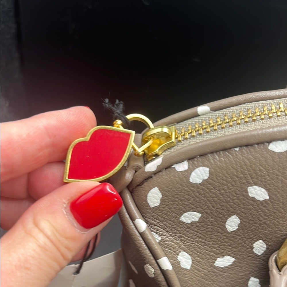 Lulu Guinness Brown and White Polka Dot Satchel - Picture 4 of 9